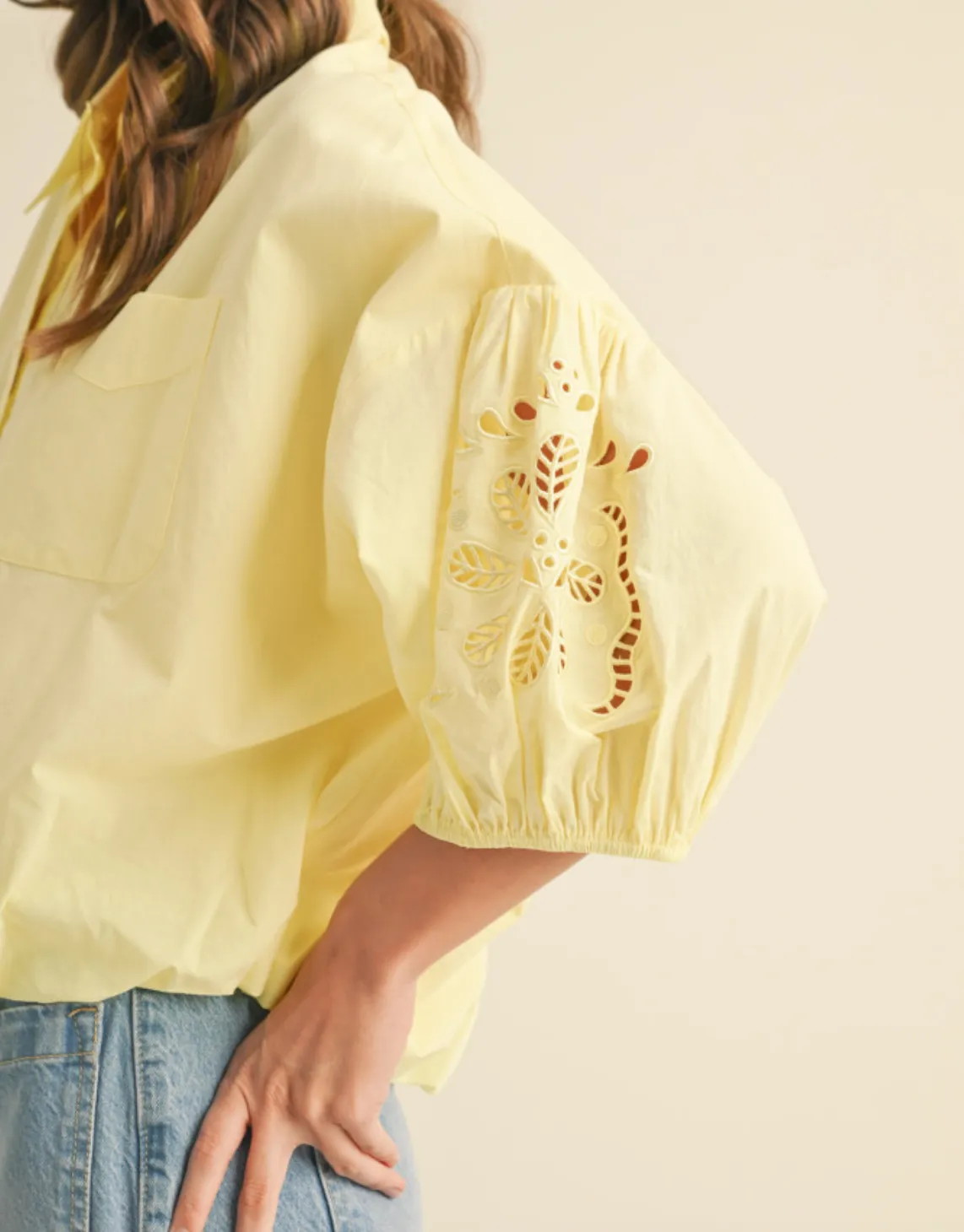 Lemon Yellow Embroidered Top