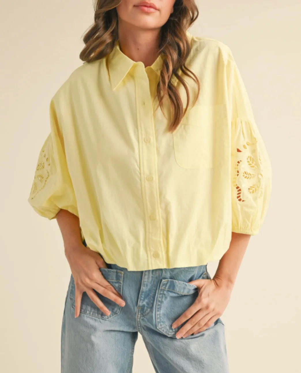 Lemon Yellow Embroidered Top