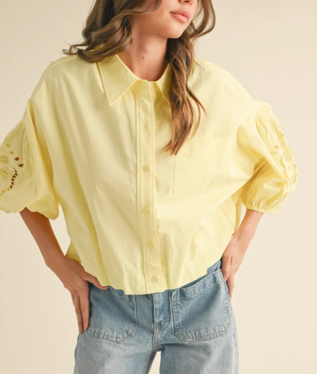 Lemon Yellow Embroidered Top