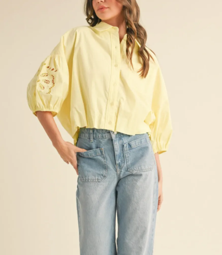 Lemon Yellow Embroidered Top