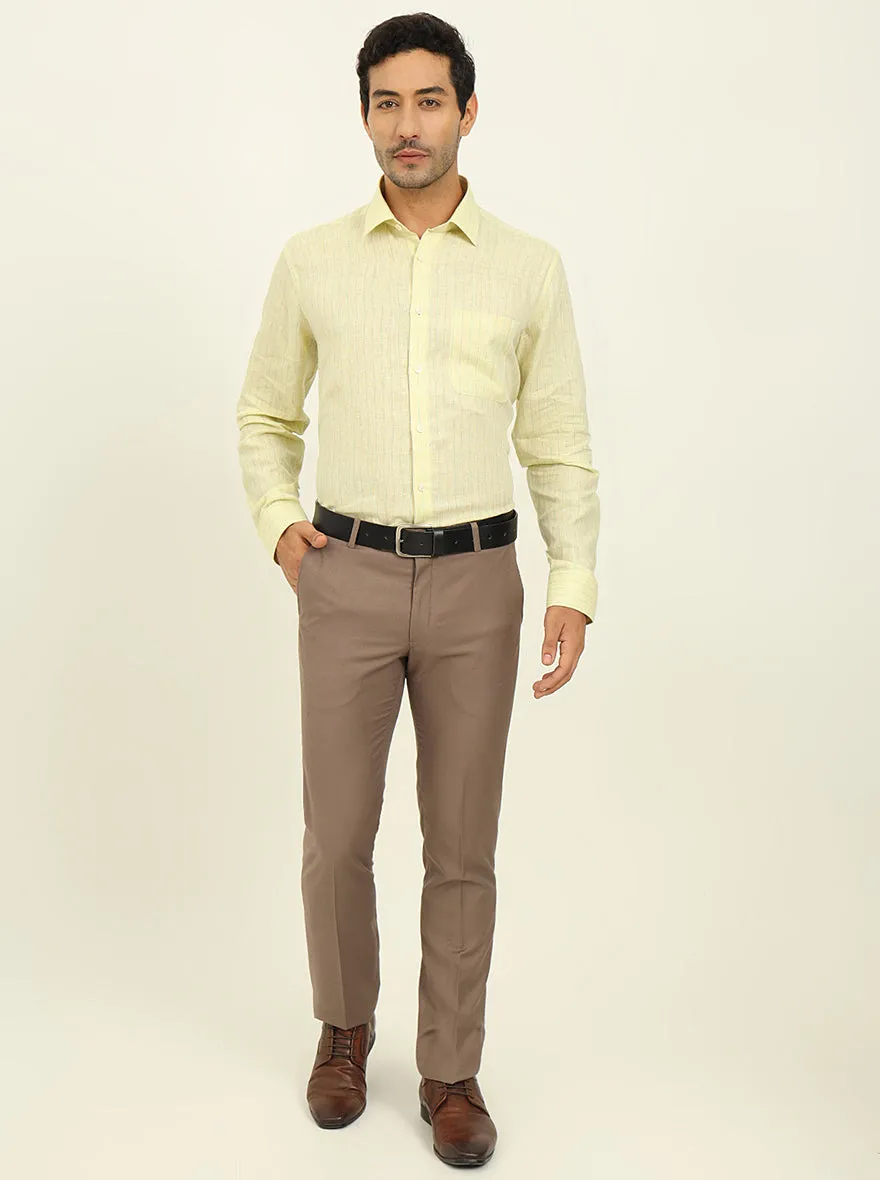 Lemon Yellow Striped Regular Fit Formal Shirt | JadeBlue