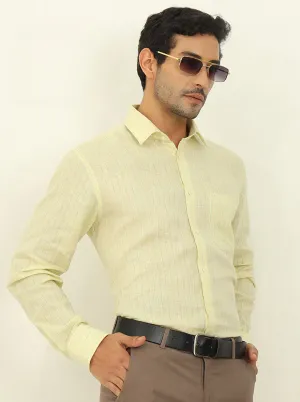 Lemon Yellow Striped Regular Fit Formal Shirt | JadeBlue