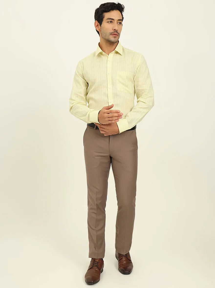 Lemon Yellow Striped Regular Fit Formal Shirt | JadeBlue