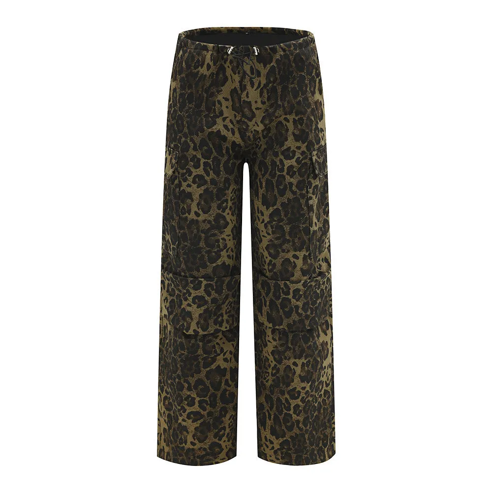 LeopardFit Wide-Leg Casual Trousers