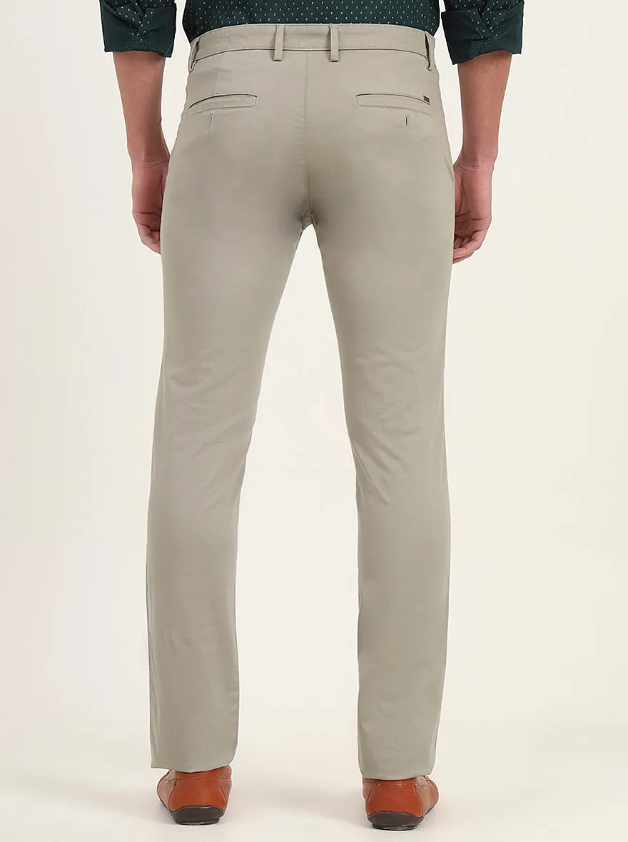 Light Green Solid Super Slim Fit Casual Trouser | Greenfibre