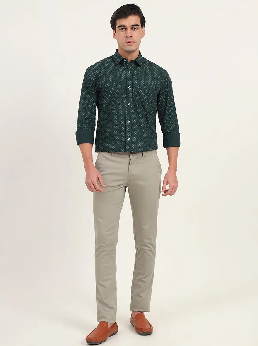 Light Green Solid Super Slim Fit Casual Trouser | Greenfibre