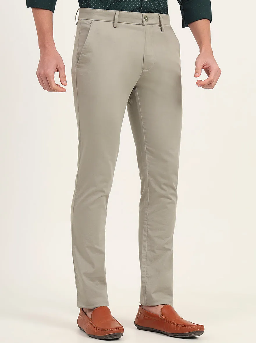 Light Green Solid Super Slim Fit Casual Trouser | Greenfibre