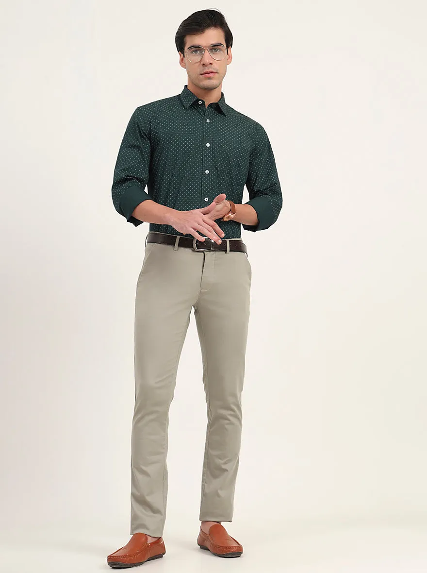 Light Green Solid Super Slim Fit Casual Trouser | Greenfibre
