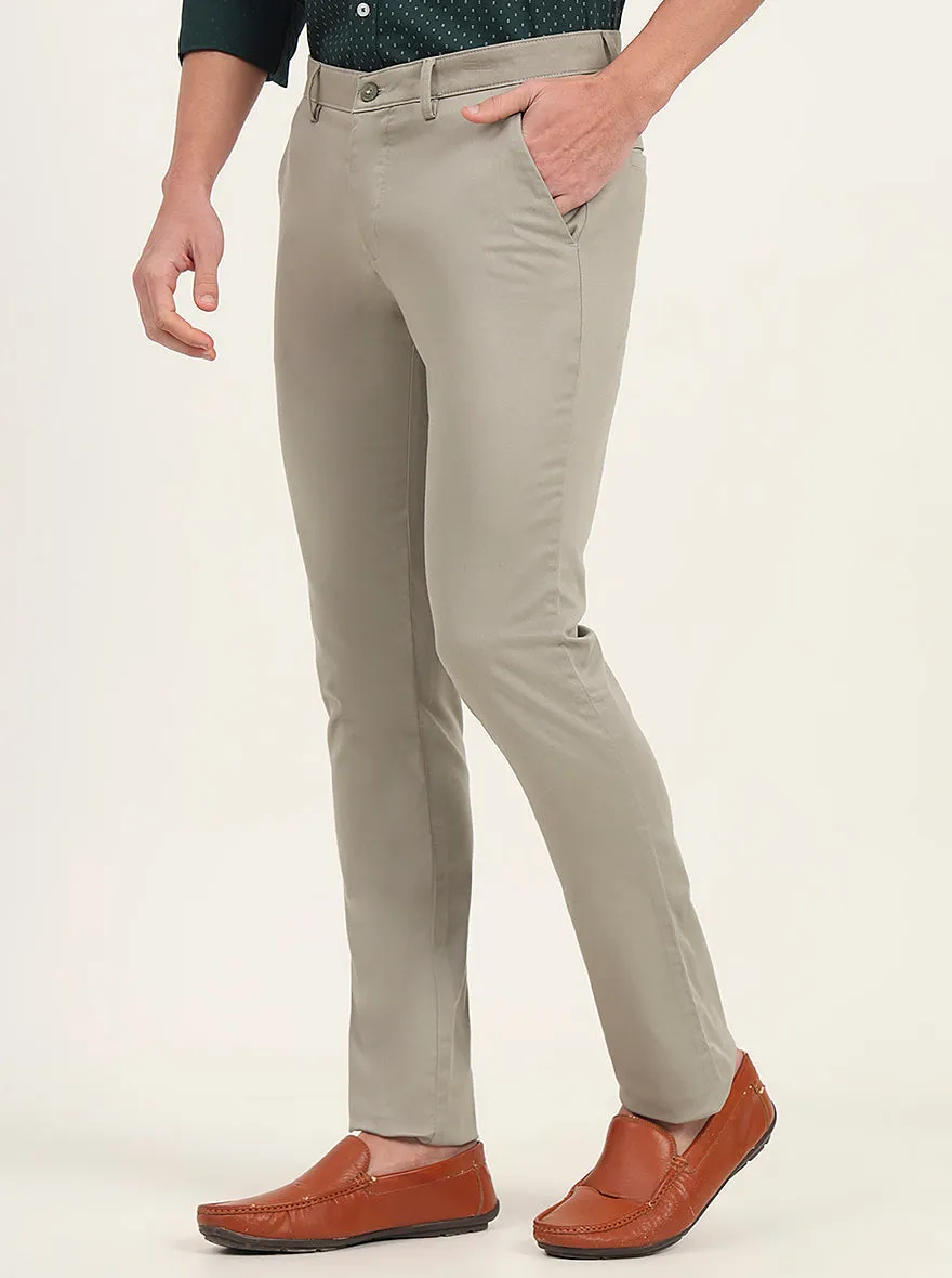 Light Green Solid Super Slim Fit Casual Trouser | Greenfibre