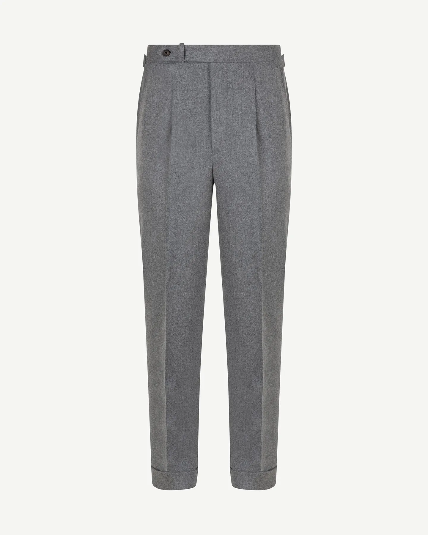 Light Grey Single Pleat Flannel Trousers