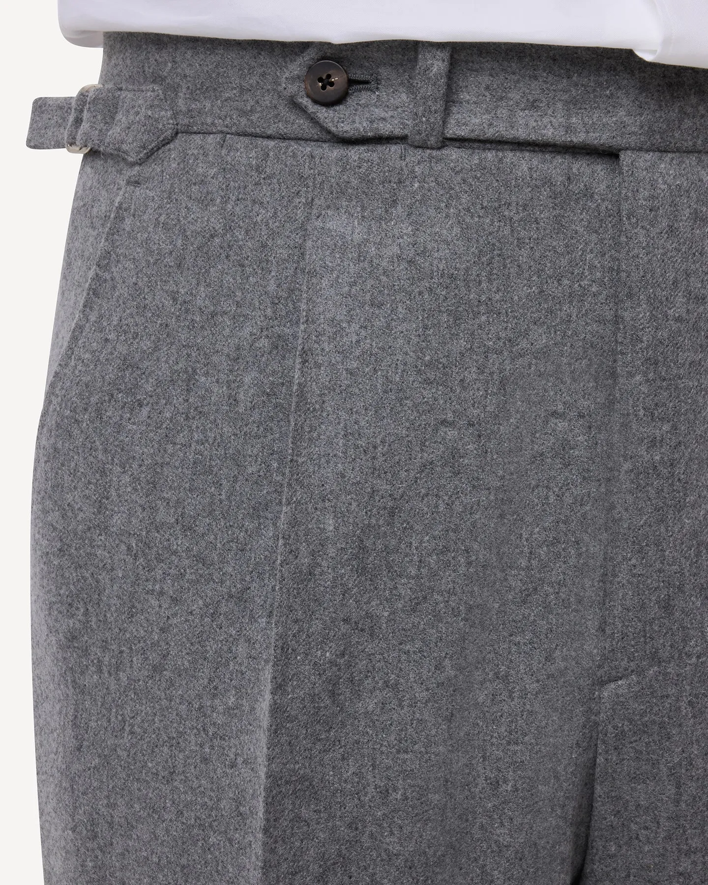 Light Grey Single Pleat Flannel Trousers