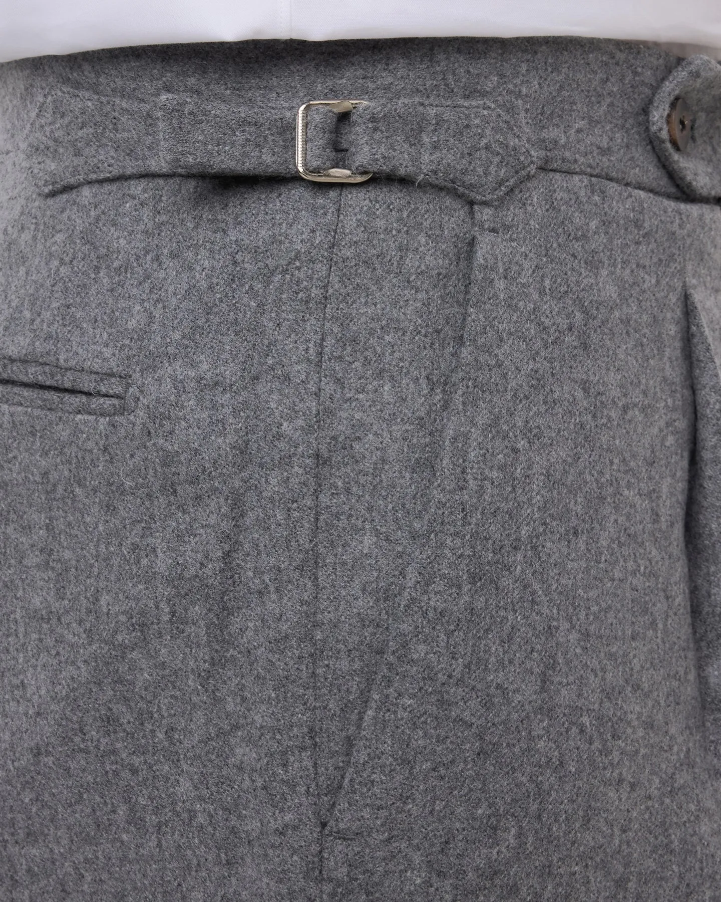 Light Grey Single Pleat Flannel Trousers