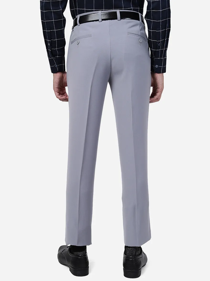 Light Grey Solid Slim Fit Formal Trouser | JB Studio