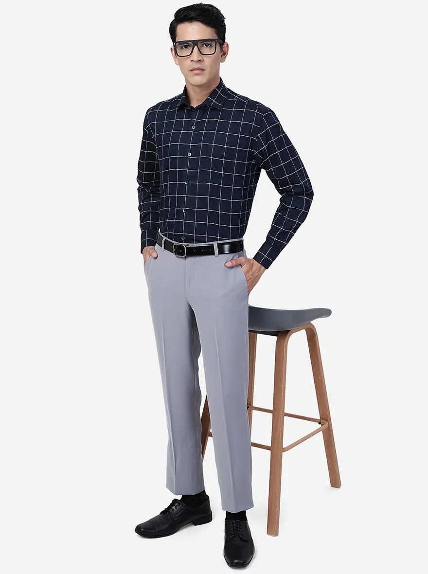 Light Grey Solid Slim Fit Formal Trouser | JB Studio