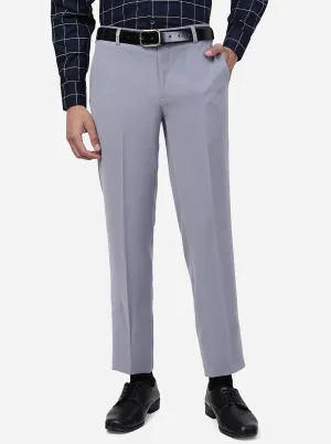 Light Grey Solid Slim Fit Formal Trouser | JB Studio