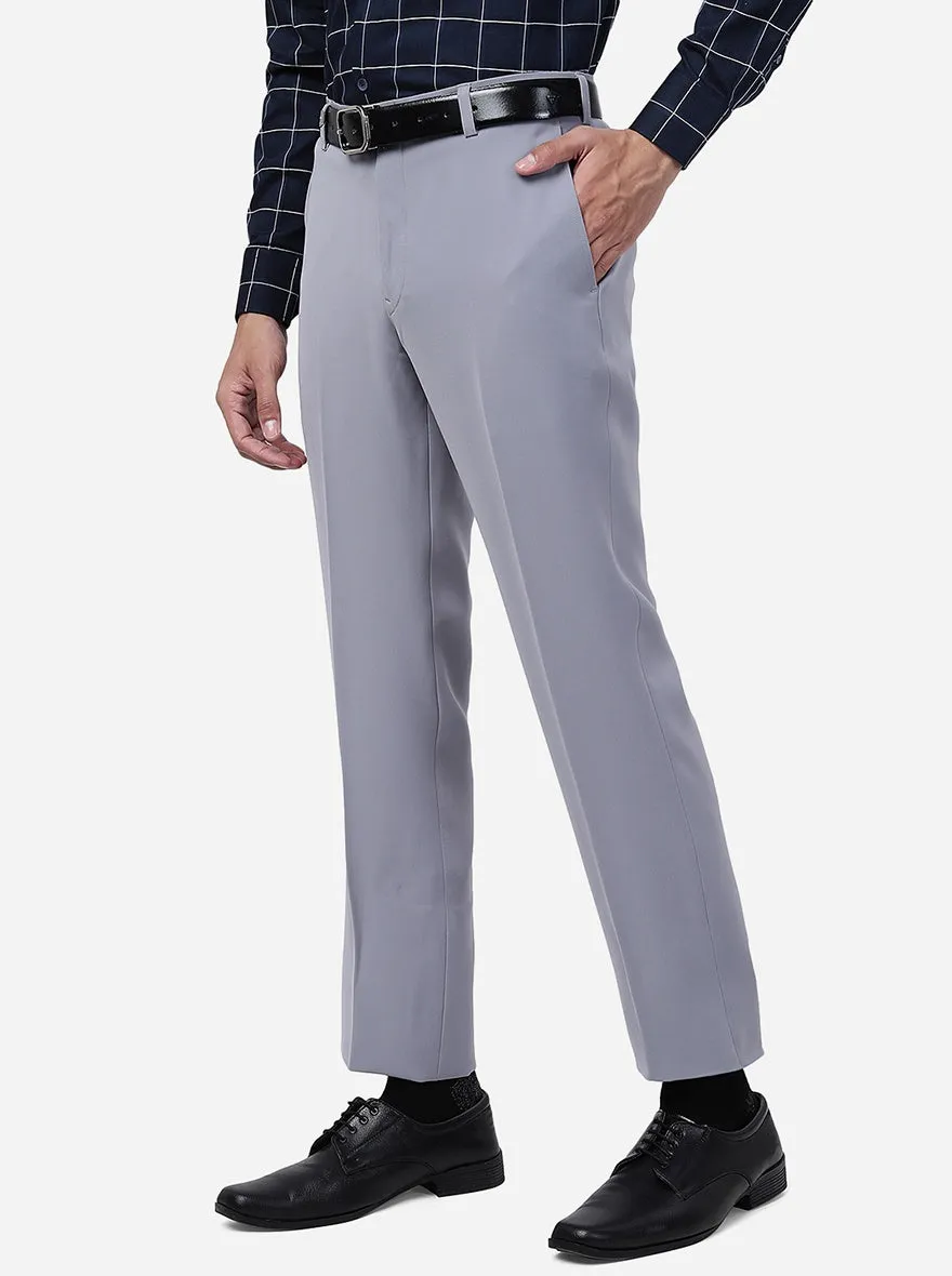 Light Grey Solid Slim Fit Formal Trouser | JB Studio