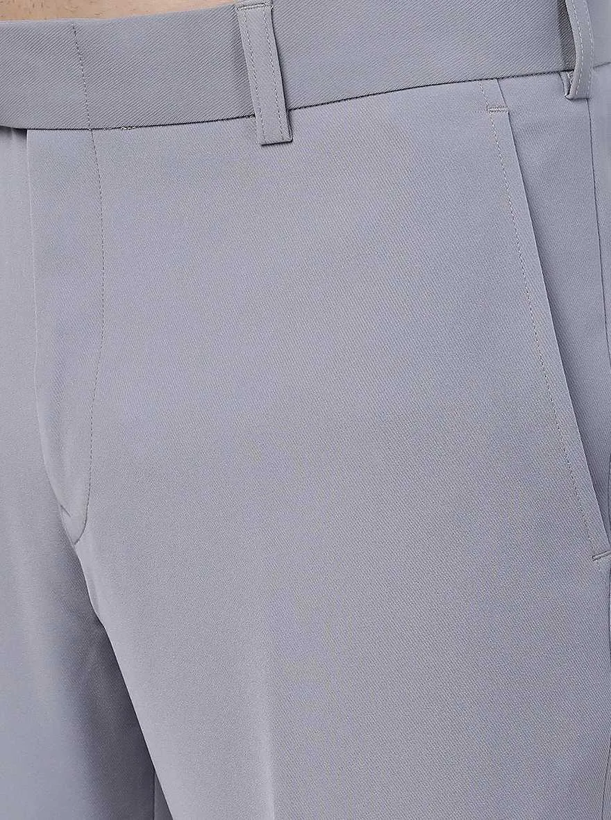 Light Grey Solid Slim Fit Formal Trouser | JB Studio