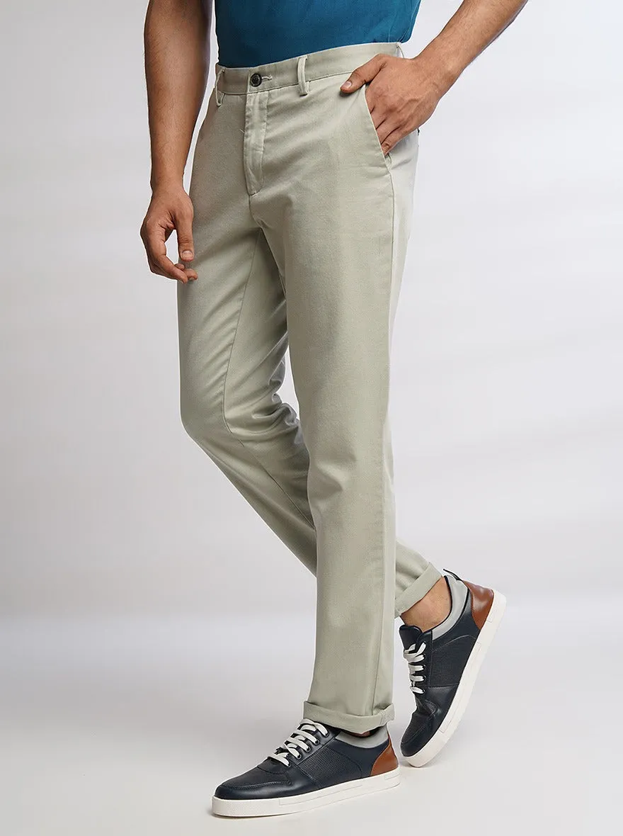 Light Grey Solid Uno Fit Casual Trouser | JadeBlue