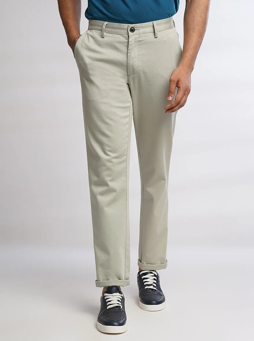 Light Grey Solid Uno Fit Casual Trouser | JadeBlue