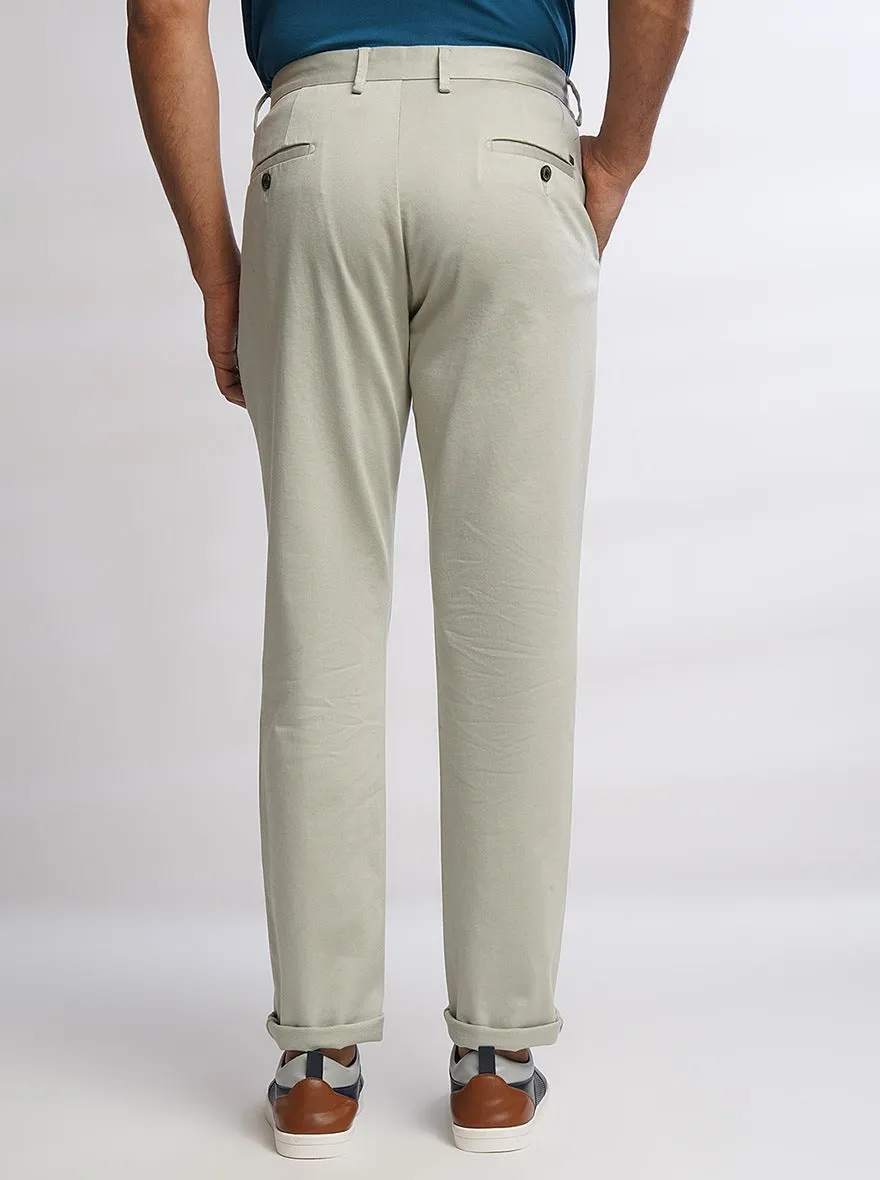 Light Grey Solid Uno Fit Casual Trouser | JadeBlue