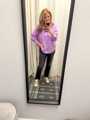 Lilac Gauze Henley Shirt
