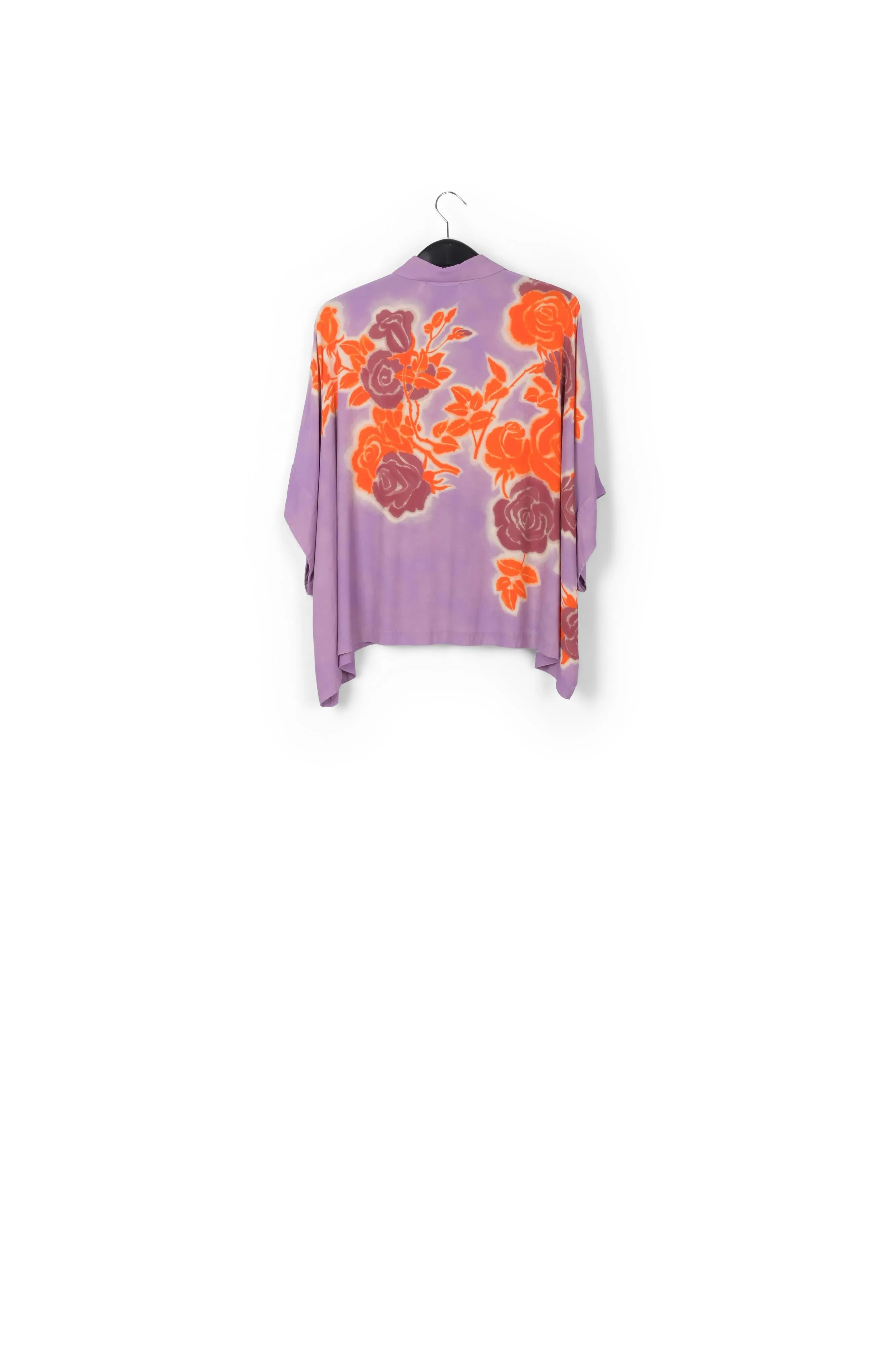 Lilac, orange and purple oversized shirt with floral print