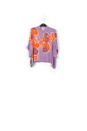 Lilac, orange and purple oversized shirt with floral print