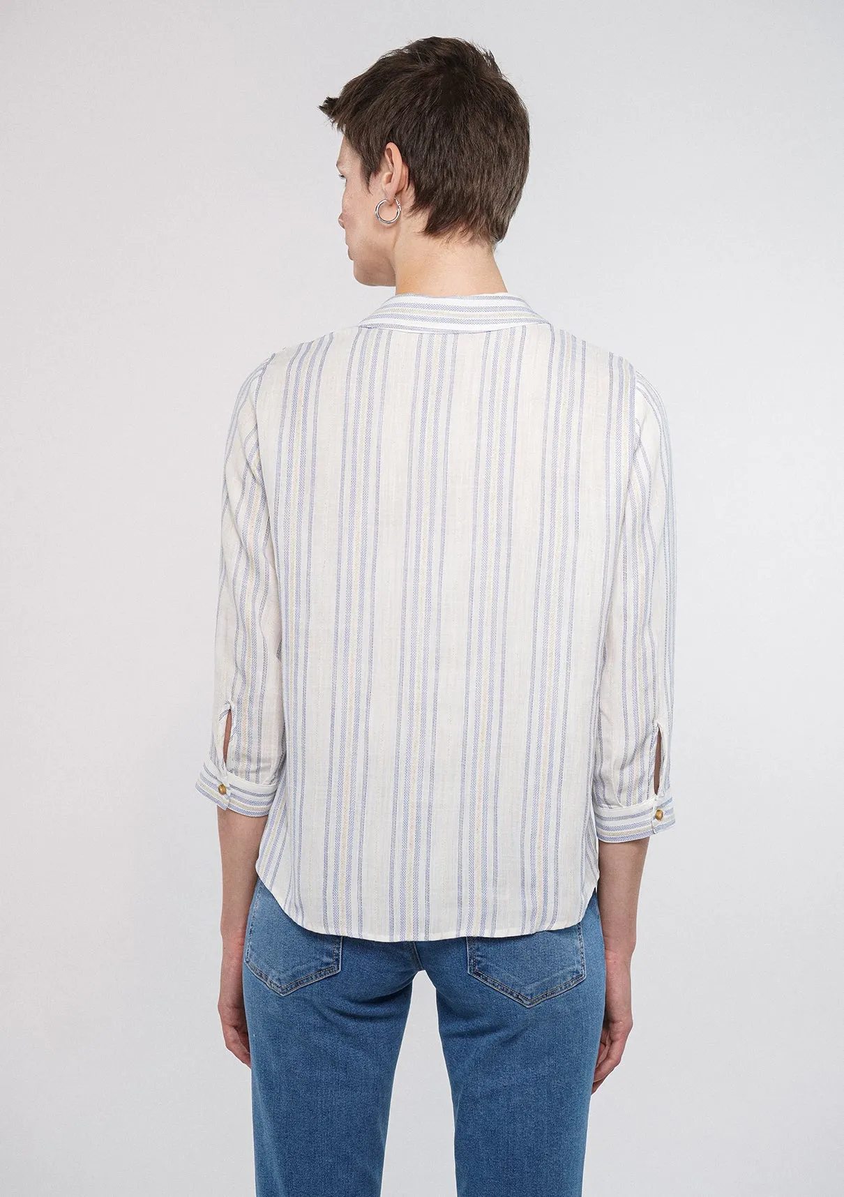 Linen Mix Button Down Blouse