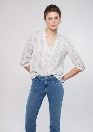 Linen Mix Button Down Blouse