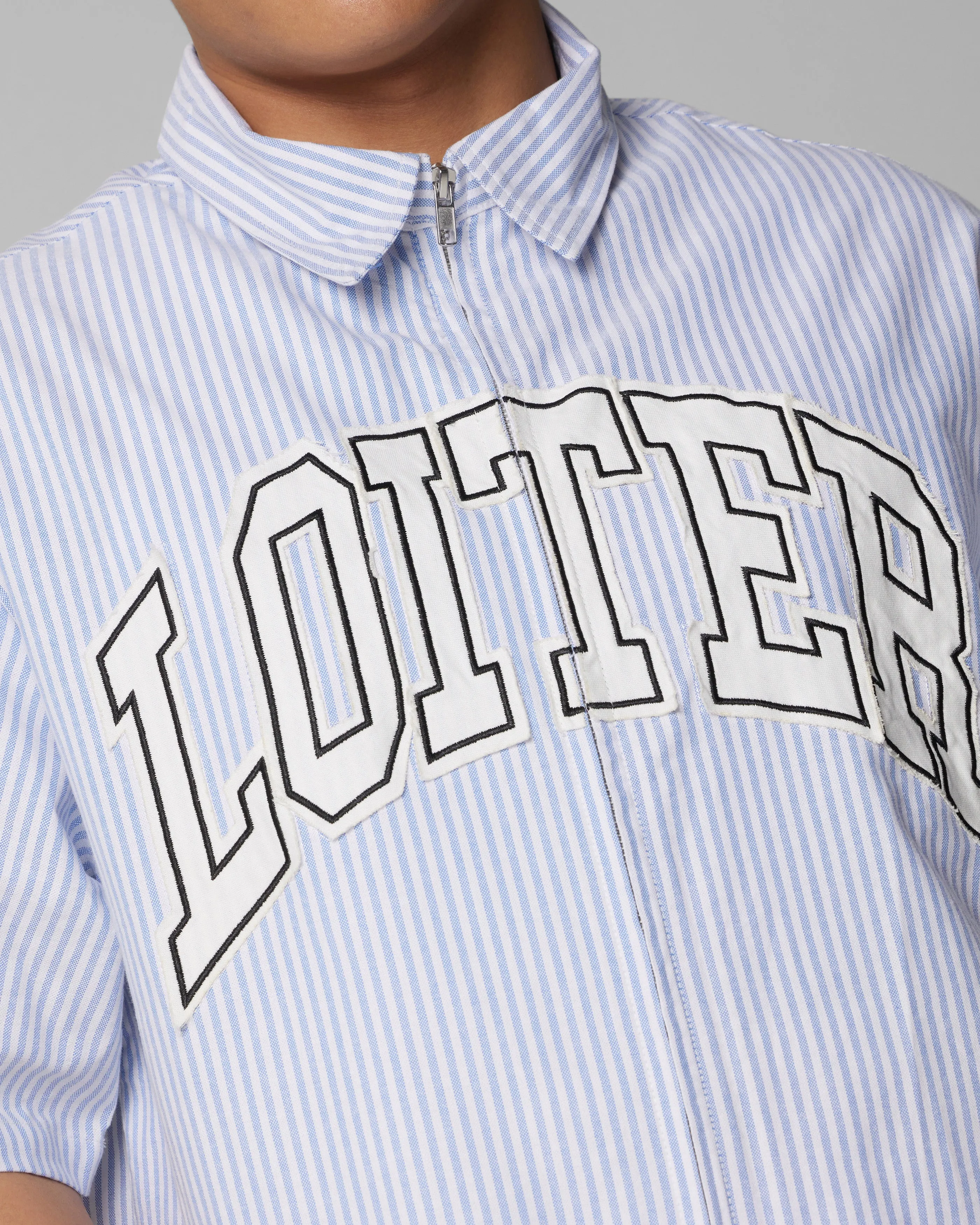 Loiter Studio Zip Shirt Blue Stripe