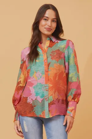 Long Balloon Sleeve Print Shirt (T518566)
