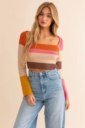 Long Sleeve Stripe Knit Top