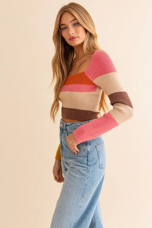 Long Sleeve Stripe Knit Top