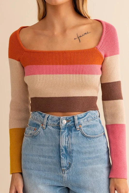 Long Sleeve Stripe Knit Top