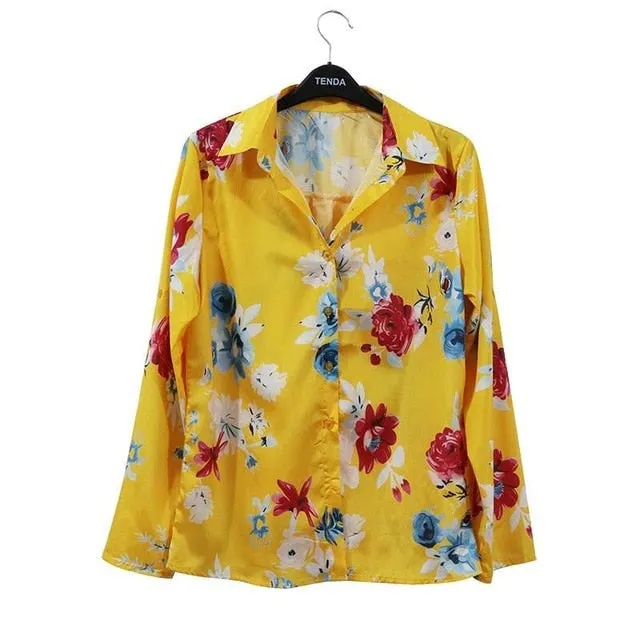 Long Sleeve Women Blouses Plus Size Turn-down Collar Blouse Shirt Casual Tops Elegant Work Wear Chiffon Shirts 5XL