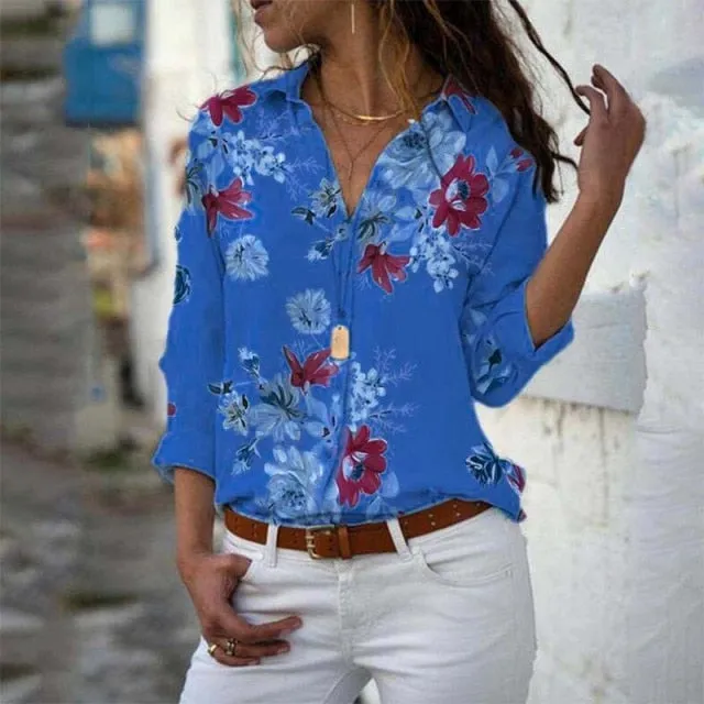 Long Sleeve Women Blouses Plus Size Turn-down Collar Blouse Shirt Casual Tops Elegant Work Wear Chiffon Shirts 5XL
