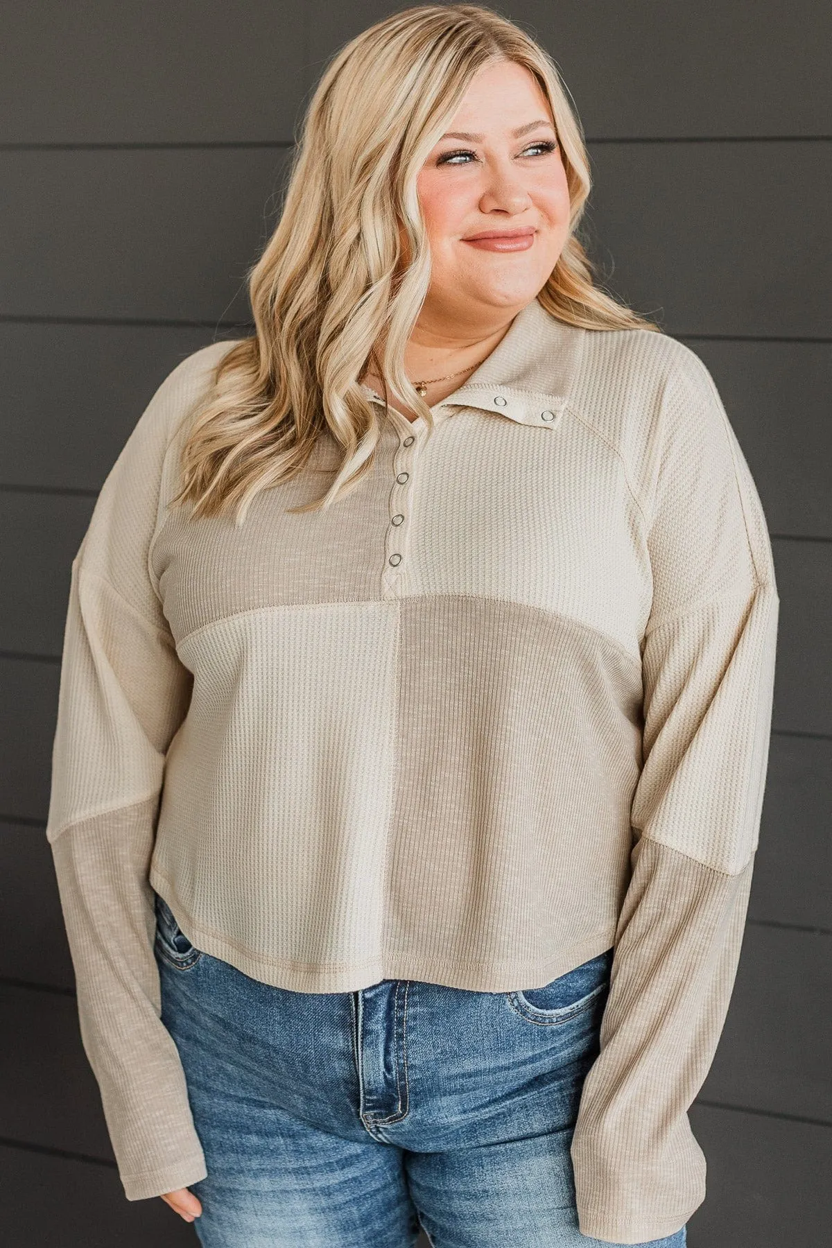 Love Follows Color Block Top- Cream & Taupe