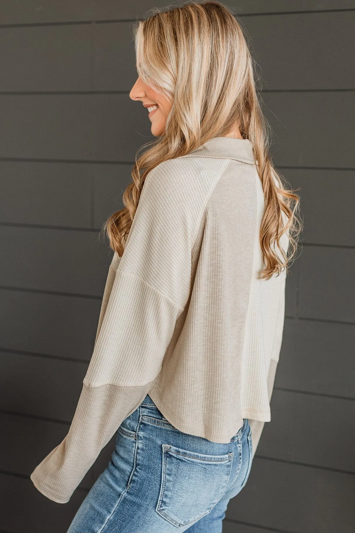 Love Follows Color Block Top- Cream & Taupe