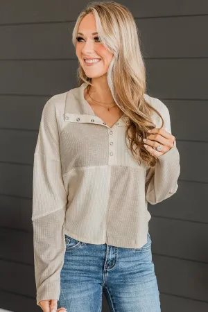 Love Follows Color Block Top- Cream & Taupe