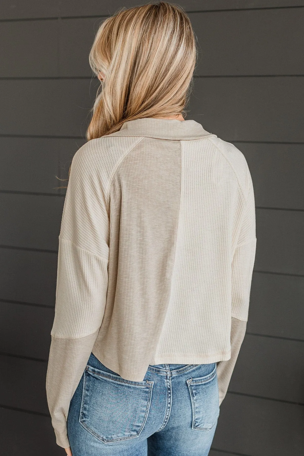 Love Follows Color Block Top- Cream & Taupe