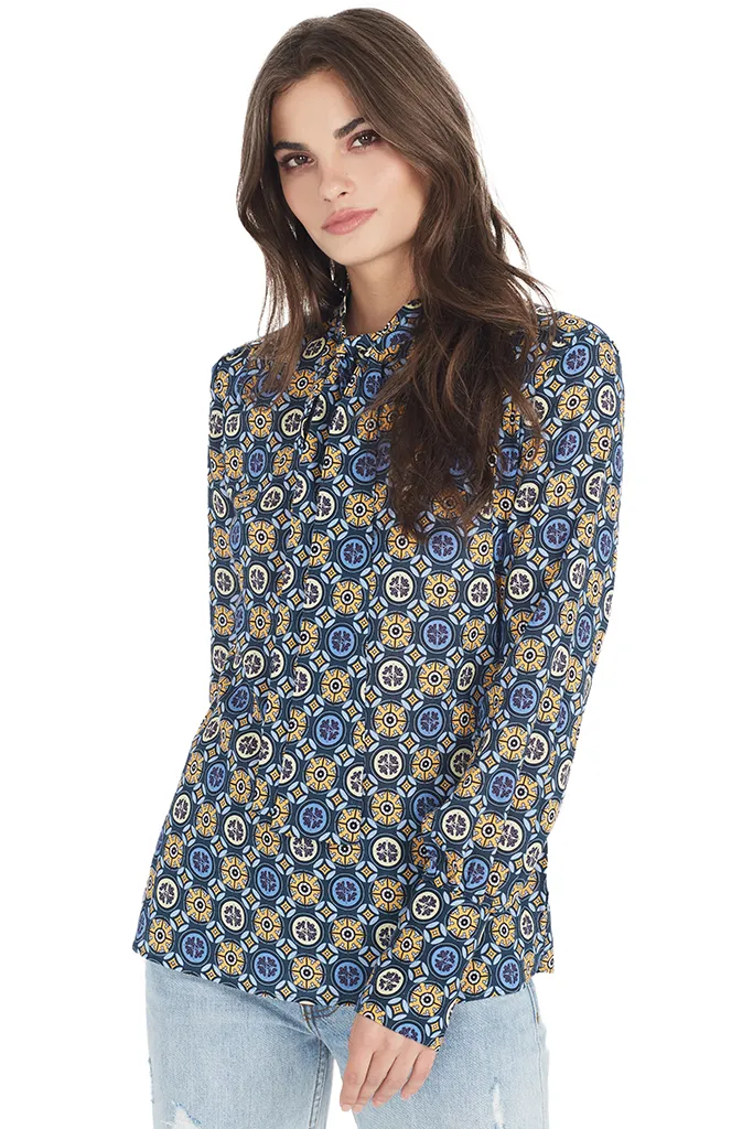 L/S Blouse w Neck Tie
