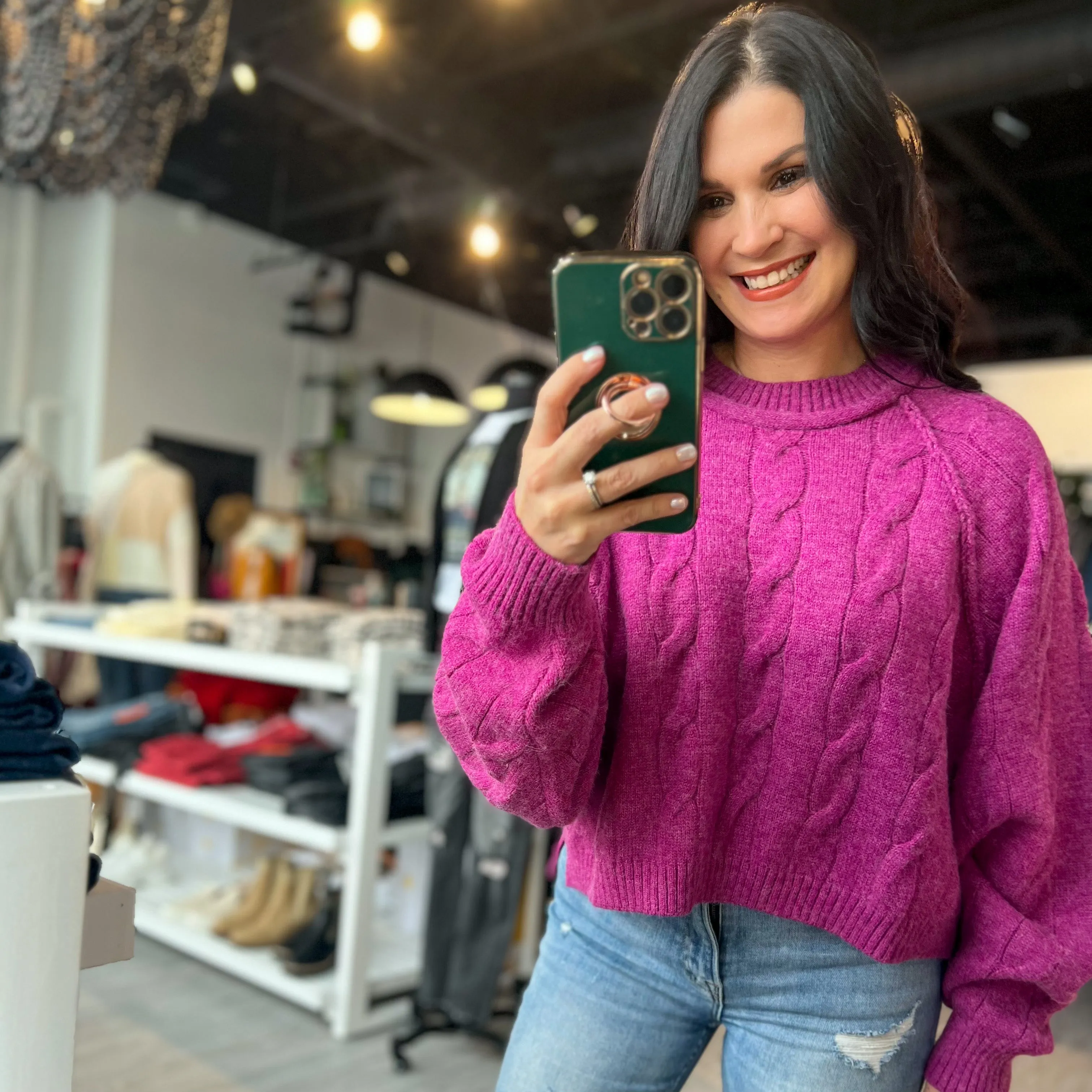 Magenta Cropped Sweater