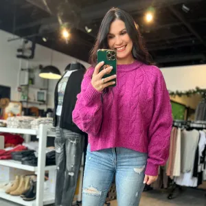 Magenta Cropped Sweater
