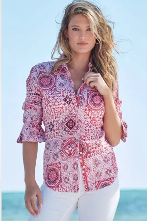 Majorca Button Down Shirt - Coral Seas