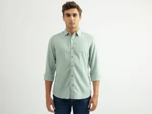 Men Checked Spread Collar Shirt