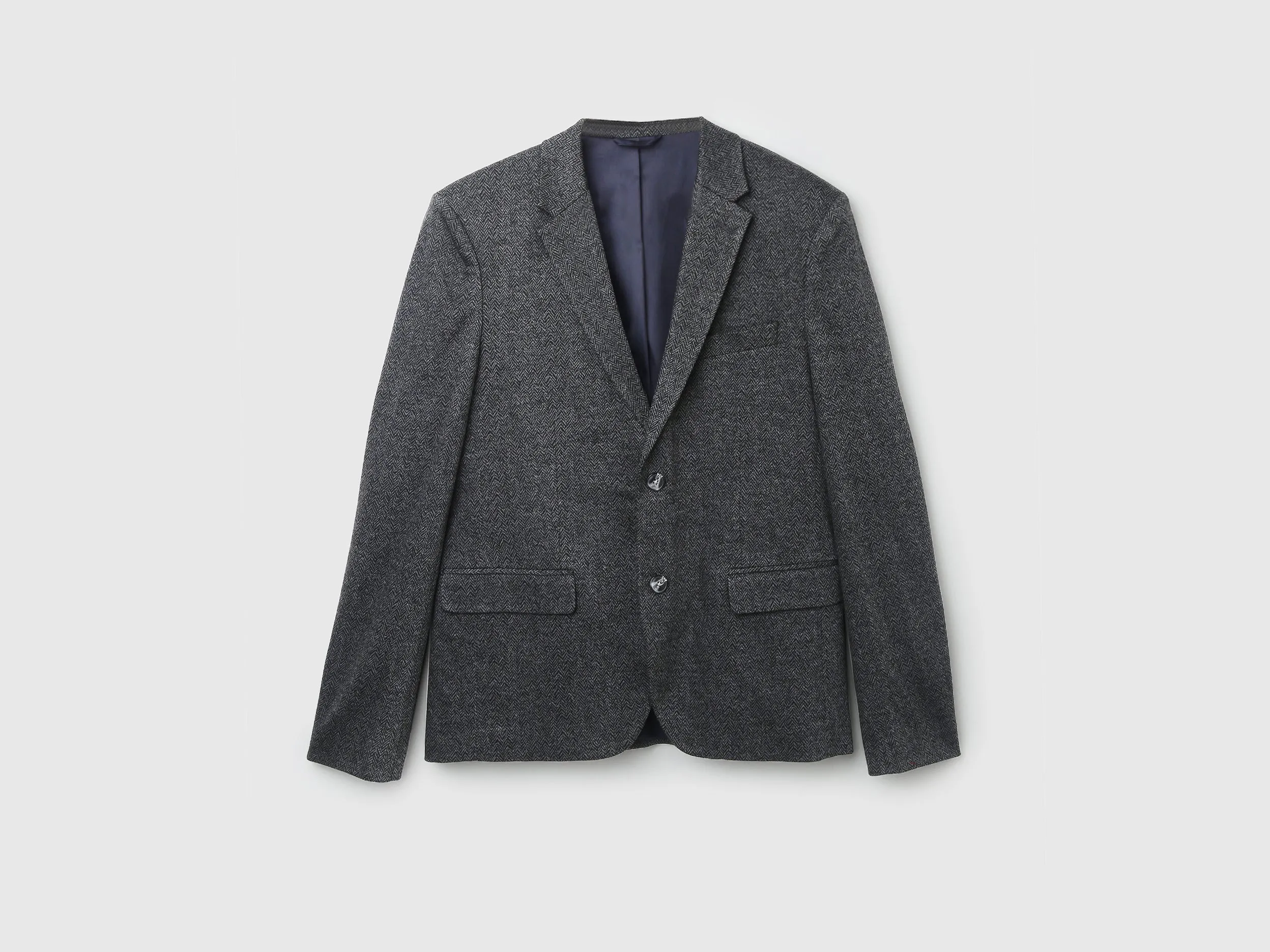 Men Herringbone Lapel Collar Blazer