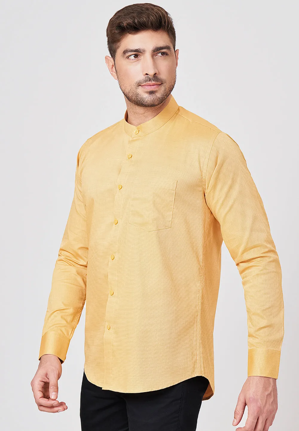 Men Orange Slim Fit Full Sleeve Formal Shirt
