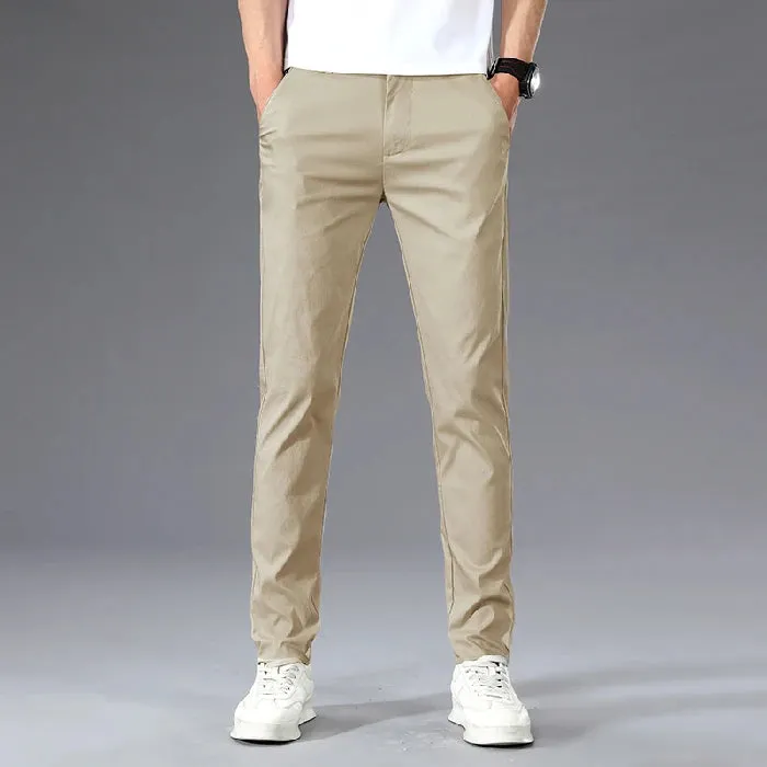 Men's Summer Lightweight Classic Dress Trousers: Elastic Waistband for Comfort and Style