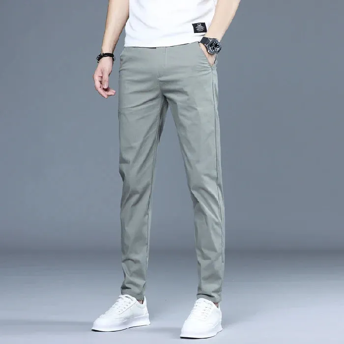 Men's Summer Lightweight Classic Dress Trousers: Elastic Waistband for Comfort and Style