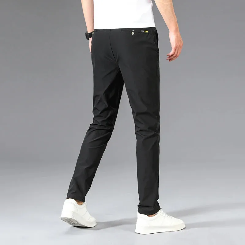 Men's Summer Lightweight Classic Dress Trousers: Elastic Waistband for Comfort and Style